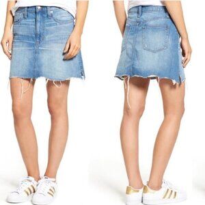 MADEWELL McCarren raw hem denim mini skirt
